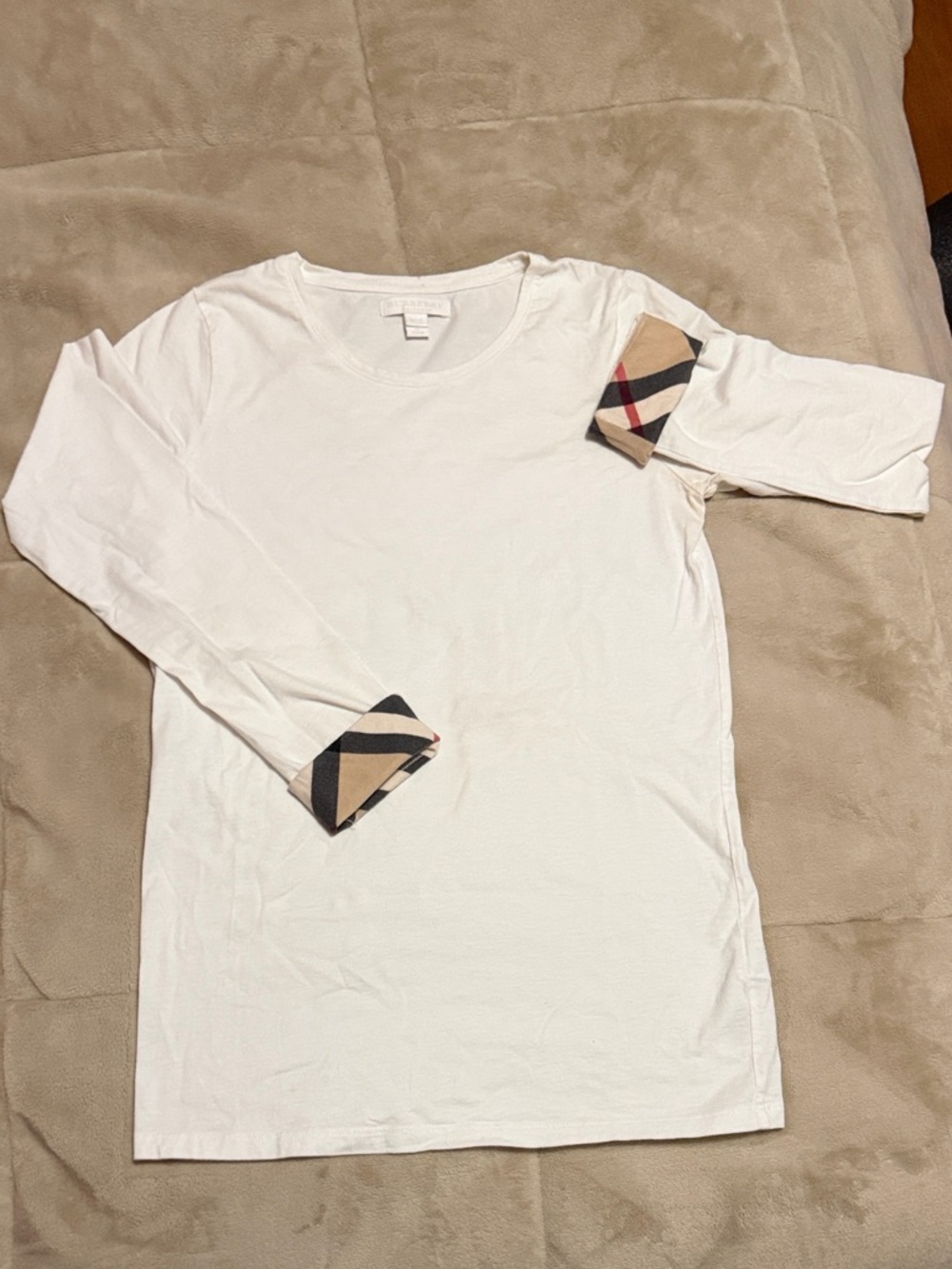 Burberry White Crewneck Tee with Subtle Labeling